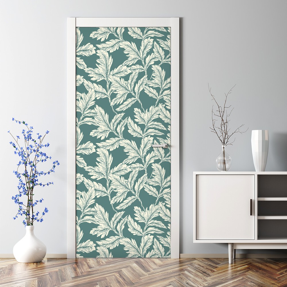 Elegant Leaves decoration classy floral design vintage style blossom Door Decal