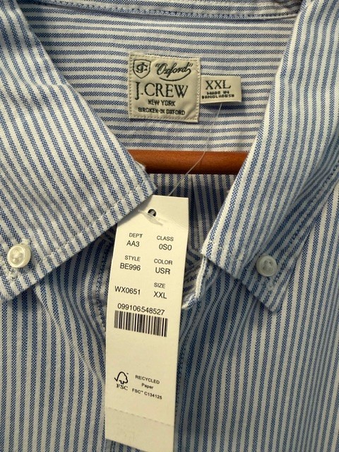 J Crew long sleeve button down shirt XXL NWT