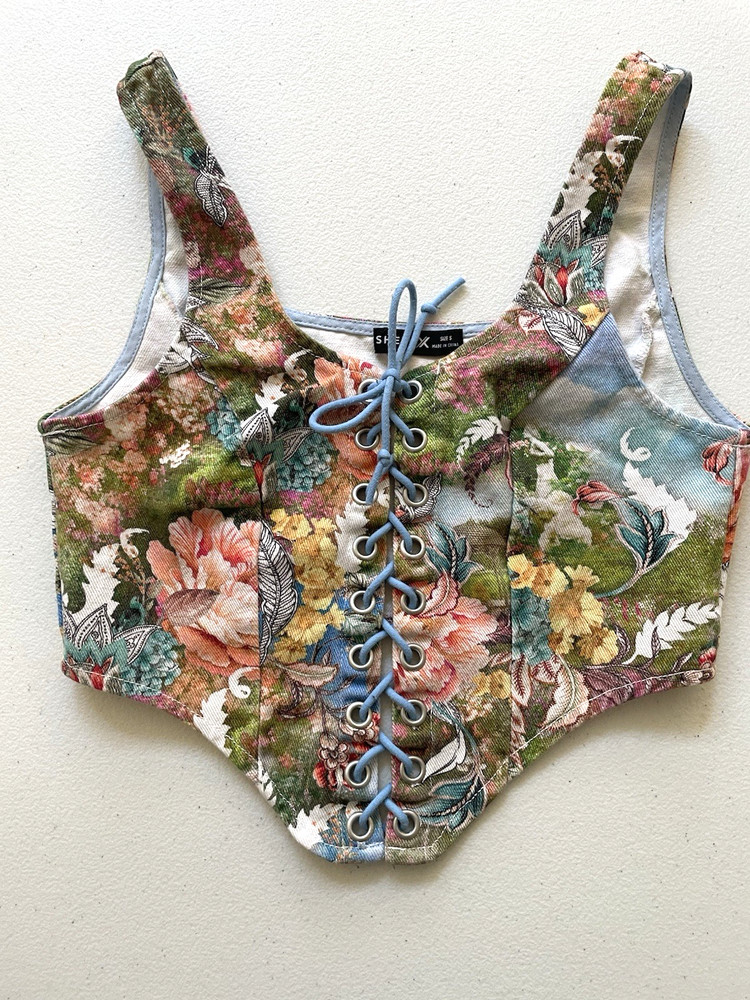 Spring Renaissance Bustier Festival Top Corset LaceUp Bodice Sz Small Beach Vest