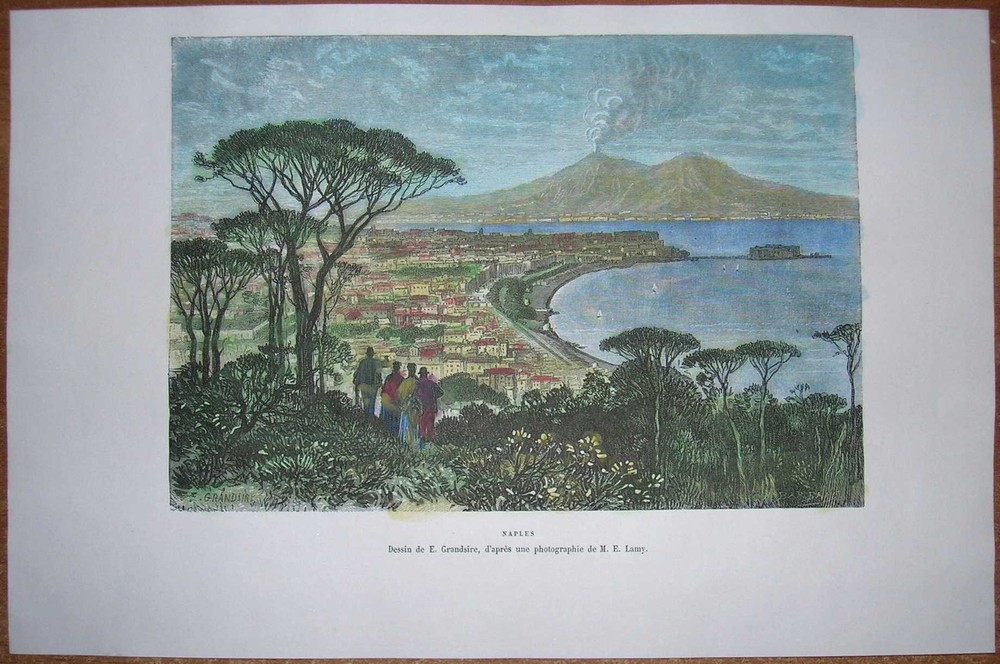 1875 Reclus print NAPLES NAPOLI, ITALY, #37