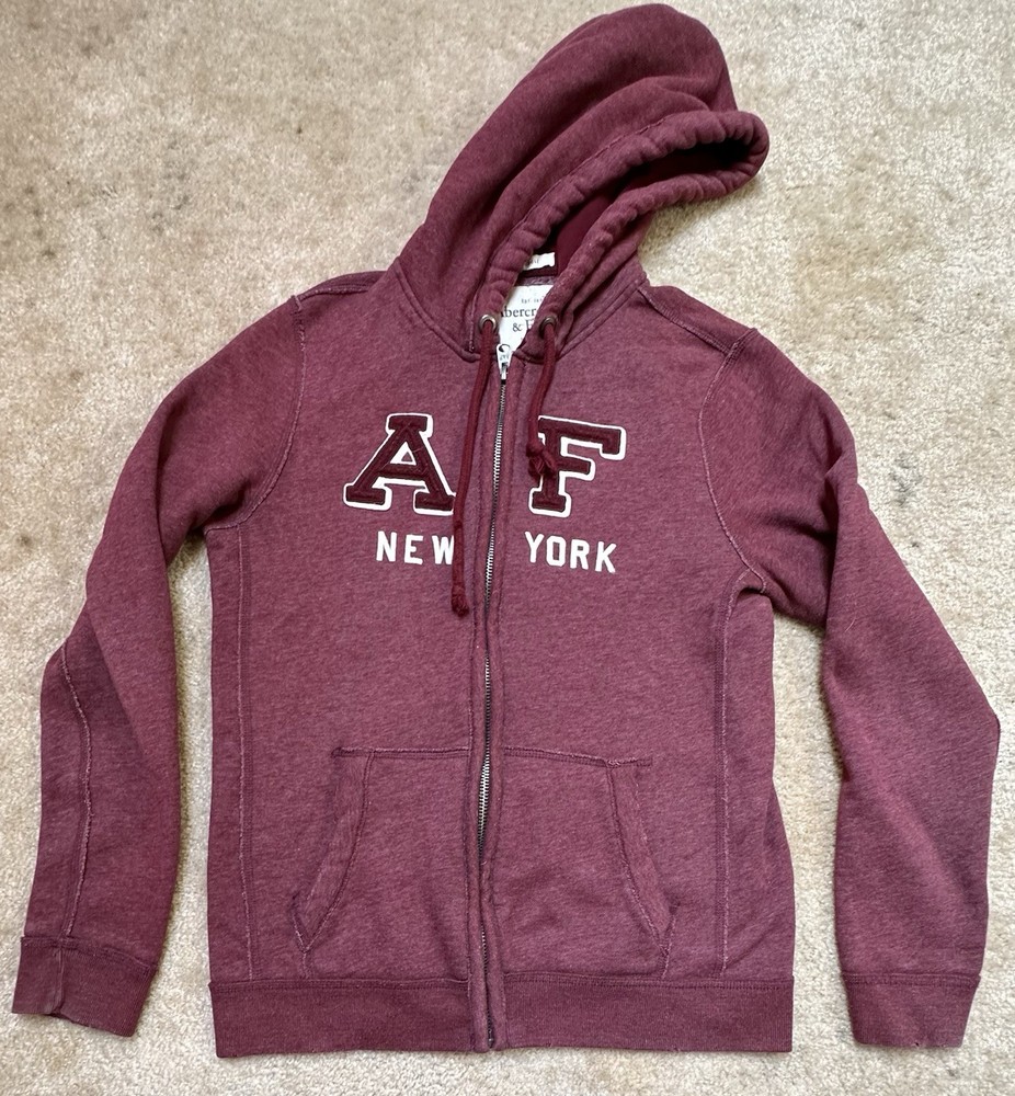 Abercrombie & Fitch Hoodie Mens Medium Full Zip Muscle Jacket Distressed A&F Y2K