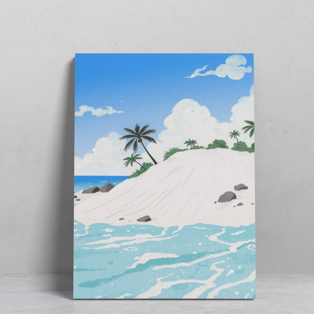 Concise Beach Palm Trees Serenity Abstract Dorm Decor Landscape Canvas Painting-image