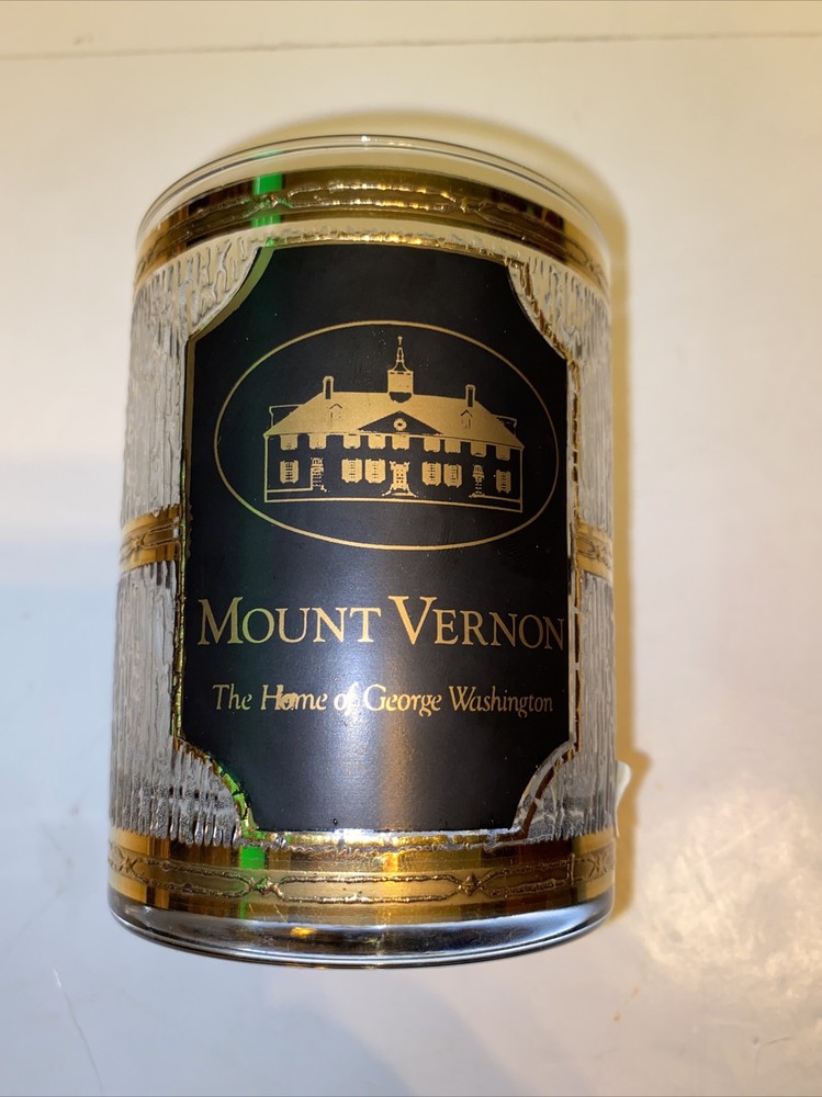 Vintage Mount Vernon Rocks Glass 22K by Culver Whiskey Glass Gold Black