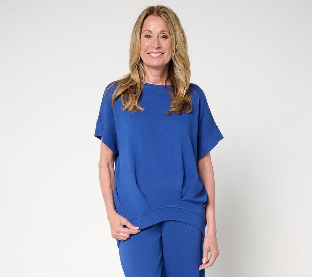 Carla Rockmore Collection Women's Top Plus Sz 2X The Short Sleeve Blue A697814
