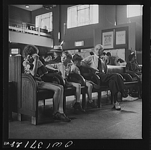 Photo:Pittsburgh Pennsylvania 1950s Waiting Room Passengers Bench Seating