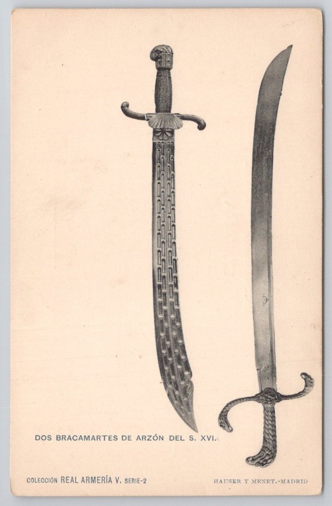 Royal Armory Madrid XVI Century Bracamarte Swords Postcard Hauser y Menet