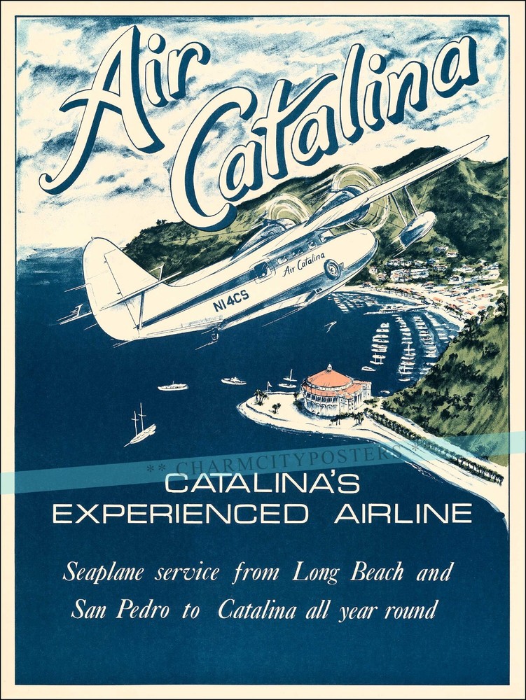 Air Catalina 1973 California Vintage Poster Print  Retro Style Airline Wall Art