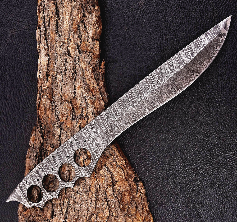 Custom HandMade Forged Damascus Steel Blank Blade Bowie Hunting Knife 2871