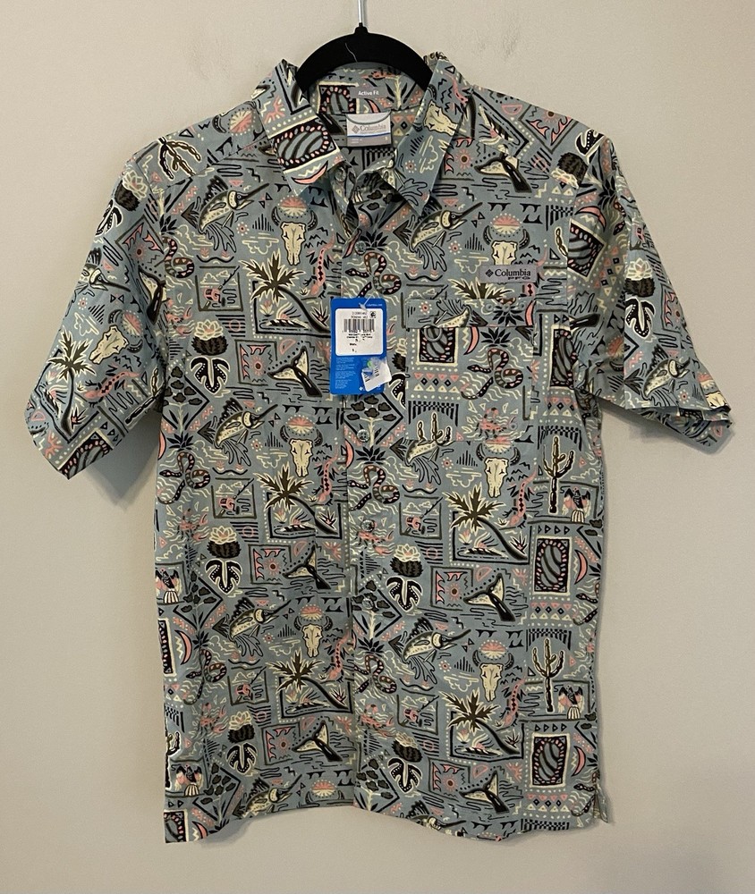 NWT Columbia PFG Men's Active Fit Wild Cast Short Sleeve Camp Shirt Medium