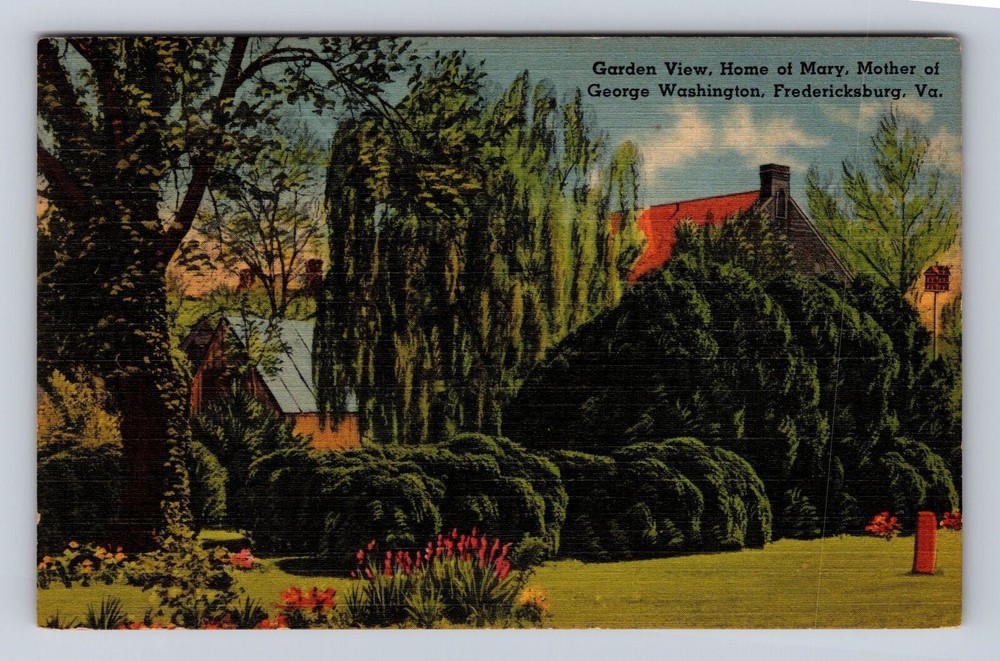 Fredericksburg VA-Virginia, Garden, Home Of Mary Washington, Vintage Postcard