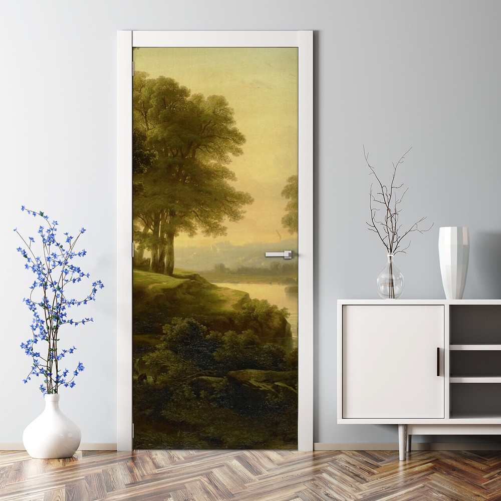 River Sunset Nursery Renter-Friendly Door Decal Home Decor Paper