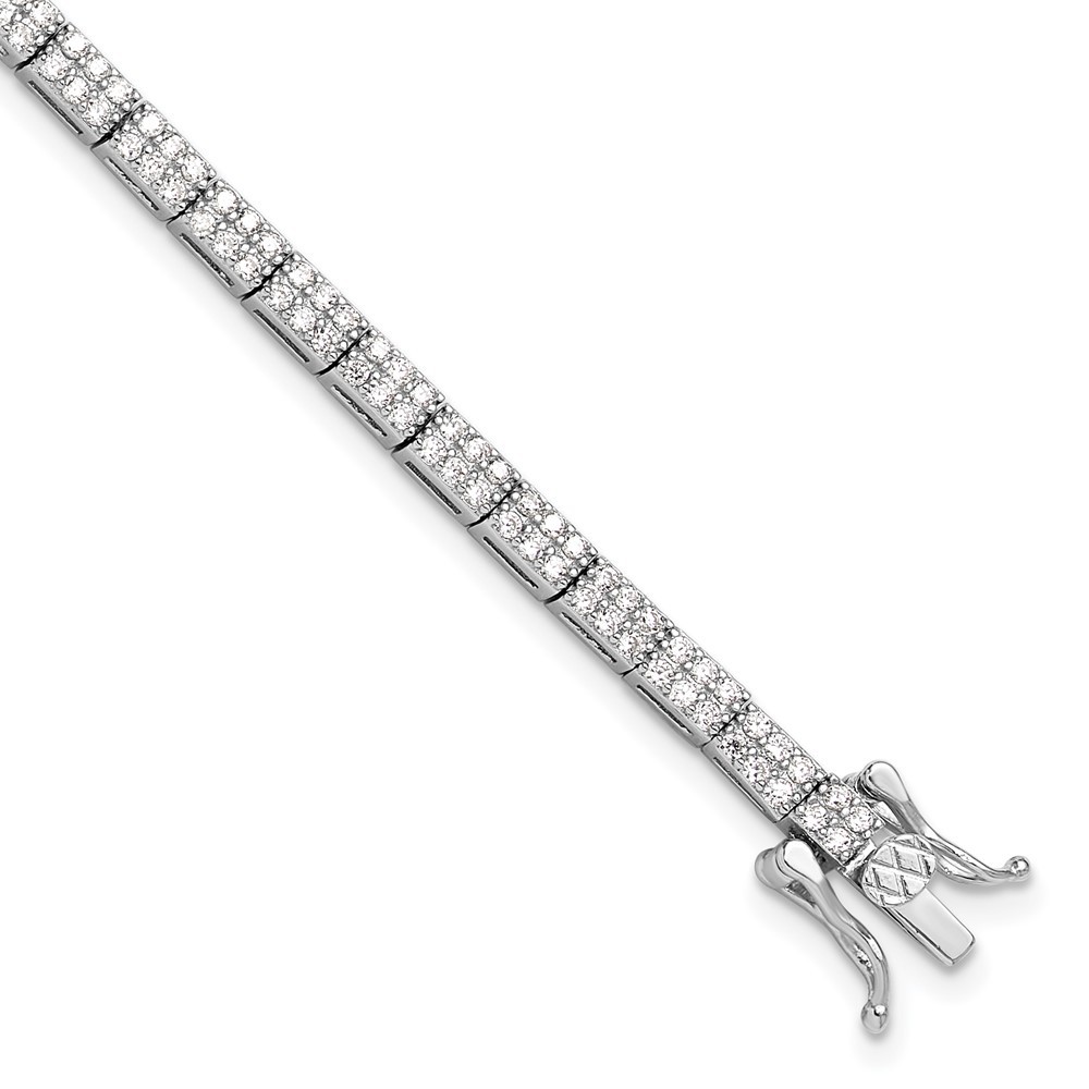 Sterling Silver Rhodium-plated Micro Pave Cubic Zirconia Bracelet 7.5
