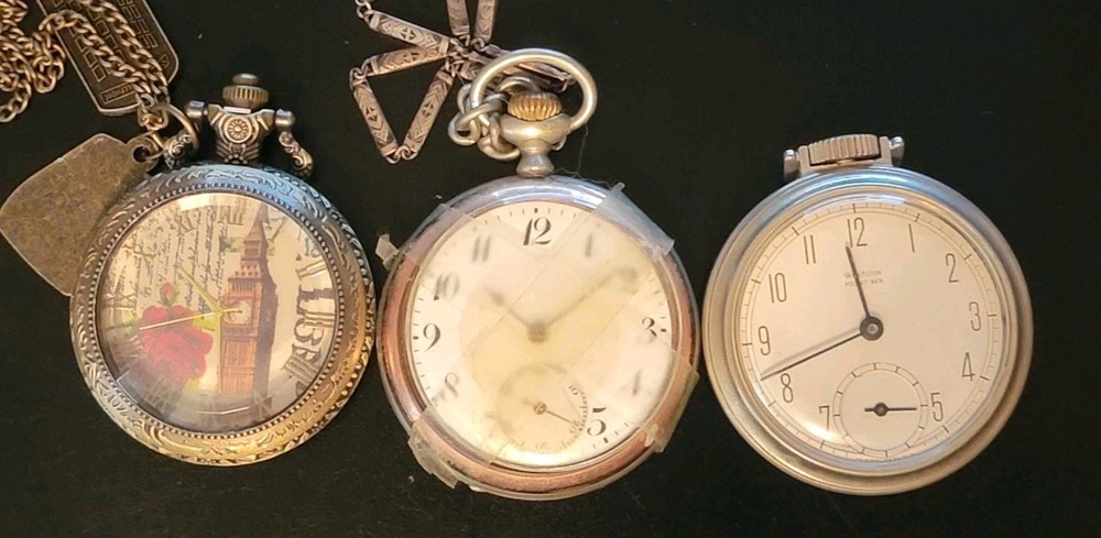Vintage Lot of 3 Pocket Watches Including Westclox and 2 Others