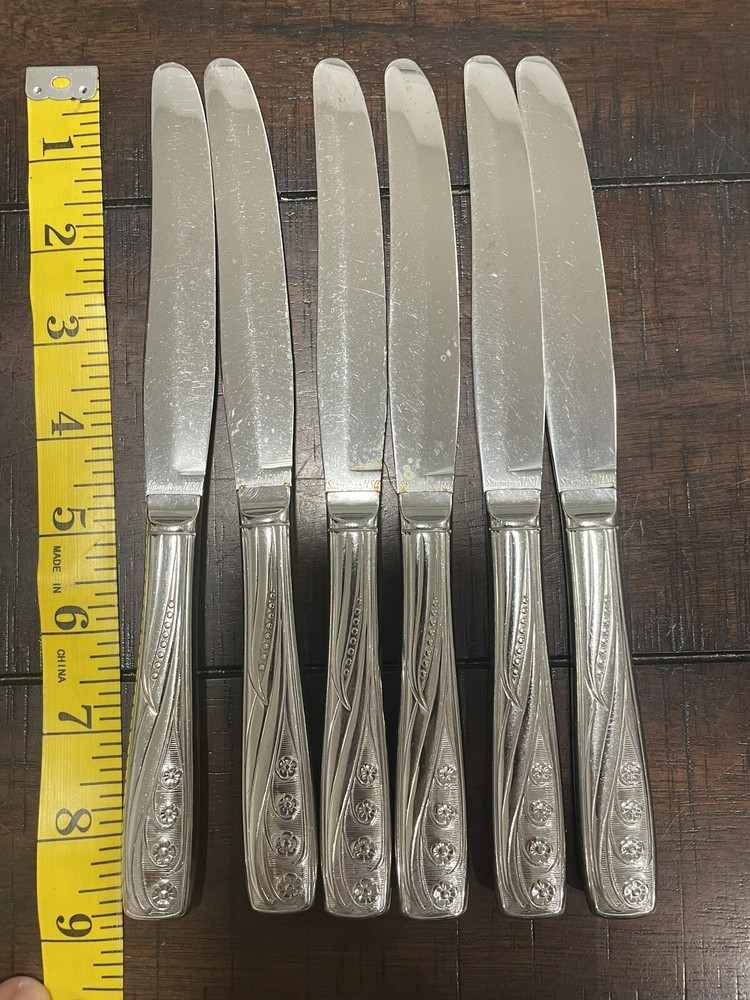 Imperial International Stainless USA Pageant Glossy Textured 6 Knives 1 Spoon