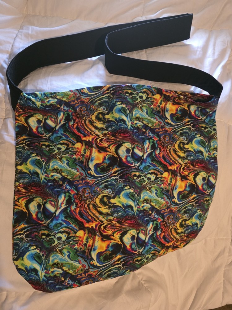 Multicolor Abstract Art Tote Bag with Black Shoulder Strap-image