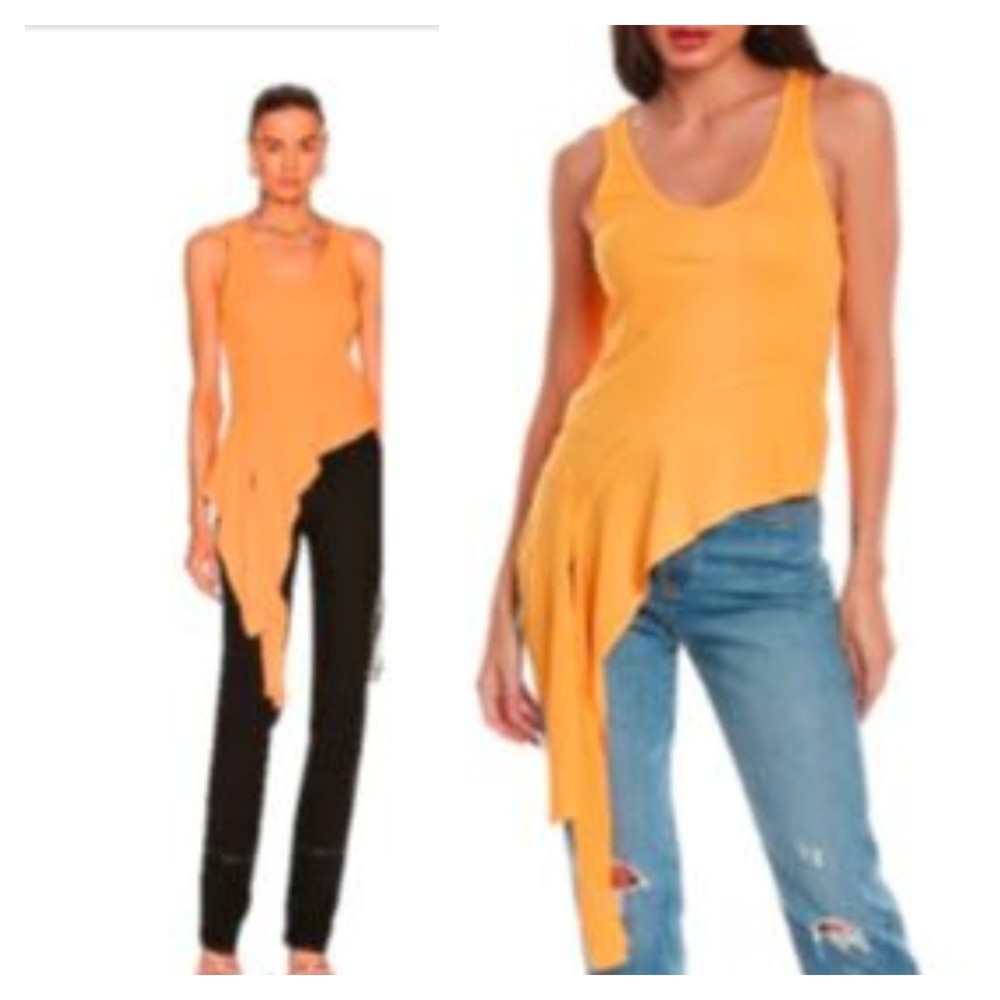 Helmut Lang Women's Asymmetric Tank TOP Apricot NWT 265 Sz XS IRRG