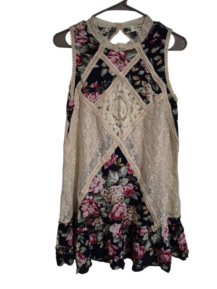 Umgee S Baby Doll Dress Lace Cottage Core Ruffled Feminine Peasant Coquette