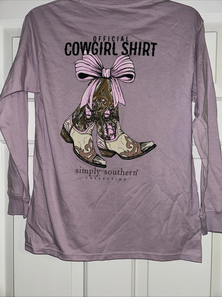 Simply Southern Collection Girls L/S T-Shirt Official Cowgirl Shirt Large NWT