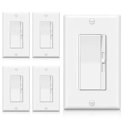 Pack Super Slim Dimmer Light Switch for 300W Dimmable LED/CFL Lights and 5