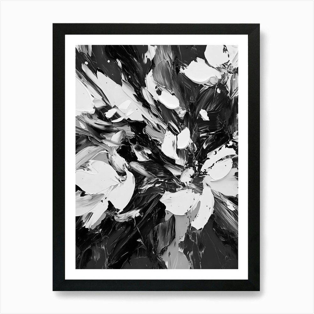 Abstract Black And White Painting 5 Framed Wall Art Poster Canvas Print Picture