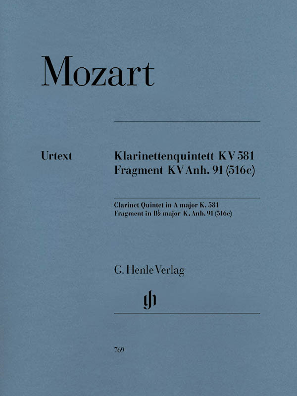 Mozart Clarinet Quintet A Major K581 KAnh 91 Violin Henle Urtext Music Book