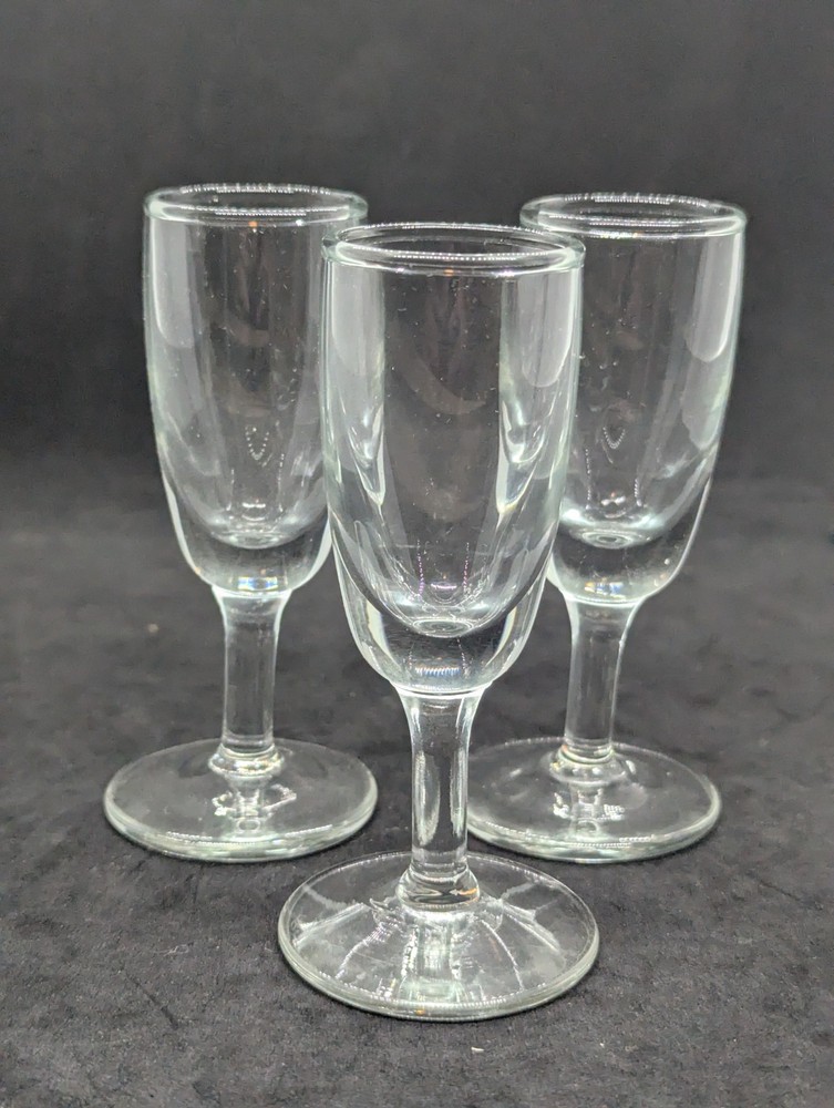 Vintage MCM Clear Glass Cordial Set of 3 - 4