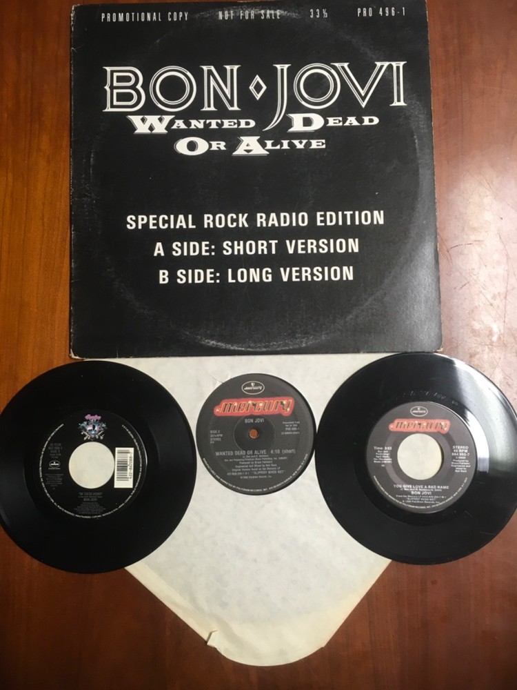 Bon Jovi Vinyl Lot-WANTED DEAD OR ALIVE/ YOU GIVE LOVE A BAD NAME/ IN THESE ARMS