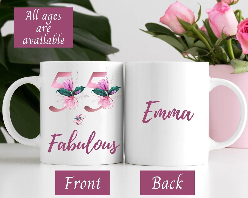 55 And Fabulous Coffee Mug For Woman 55th Birthday Gift For Her Personalized