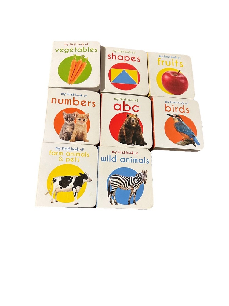 My First Book Board Book Lot of 8 Vegetables Shapes Numbers ABC Animals Birds