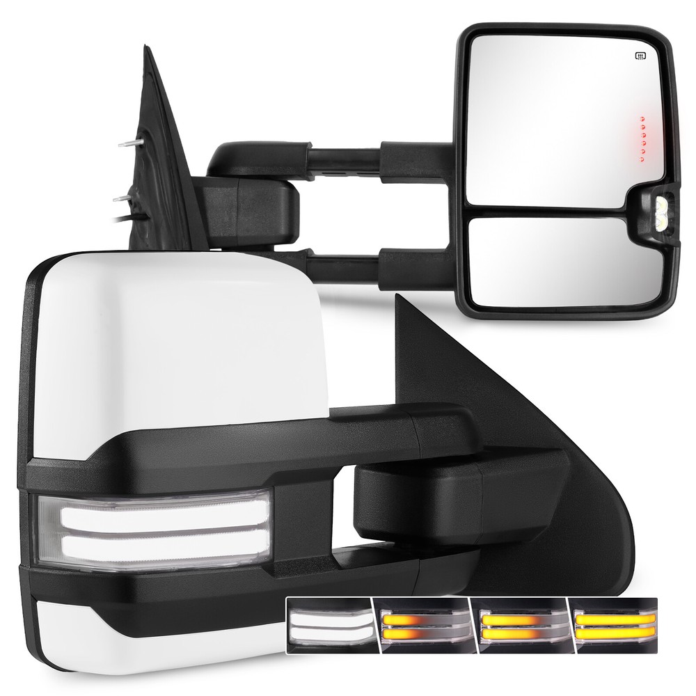 Painted White Tow Mirrors for Silverado Sierra 14-18 1500 15-19 2500HD 3500HD