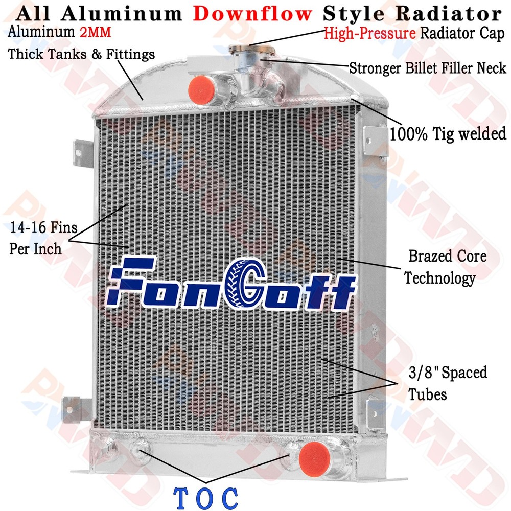 4 Row Aluminum Radiator for 1932 FORD MODEL HI-BOY HOT ROD CHEVY V8 ENGINE