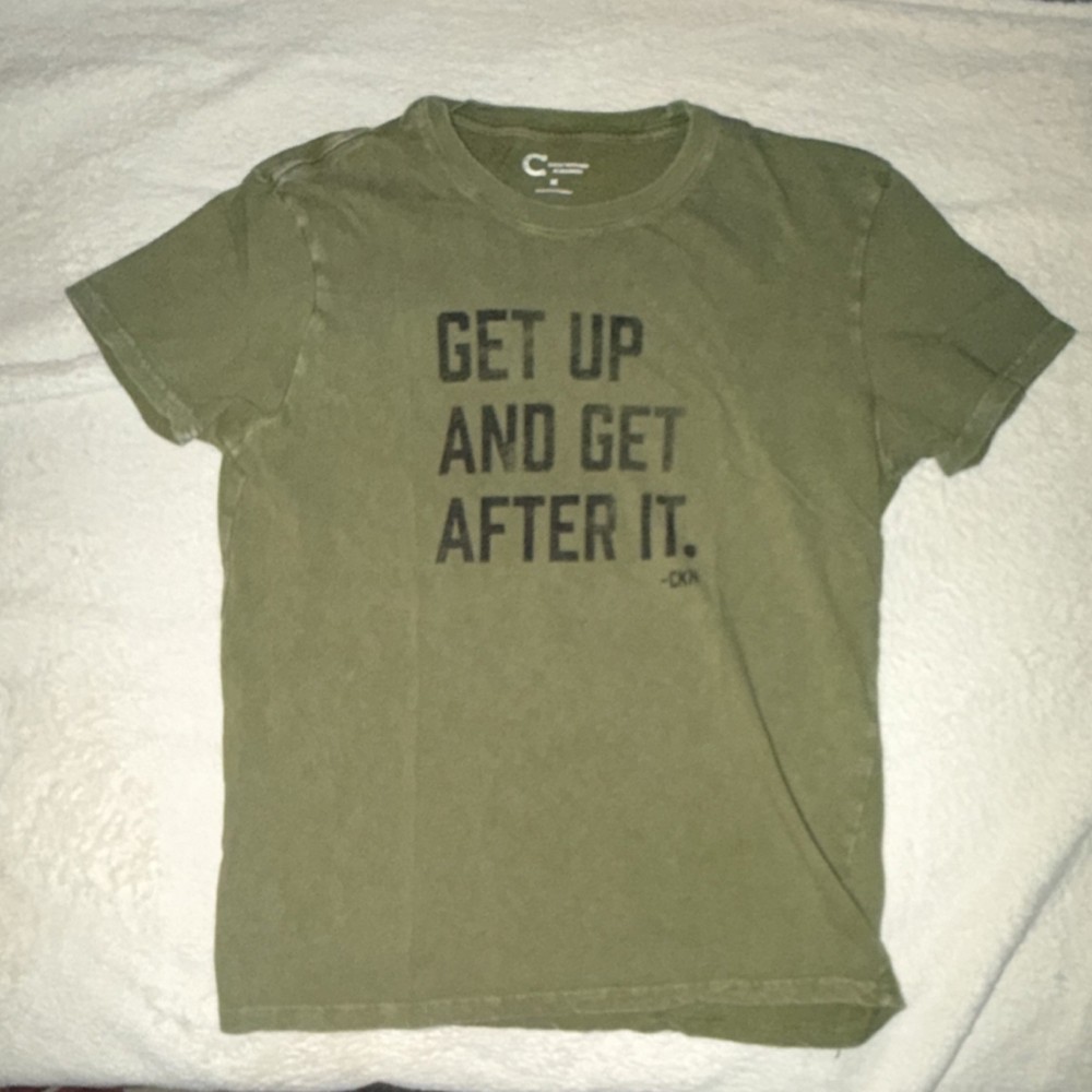 Lucky Brand by Cole Hauser Olive Green Graphic Cotton Crew Neck T-Shirt Size M