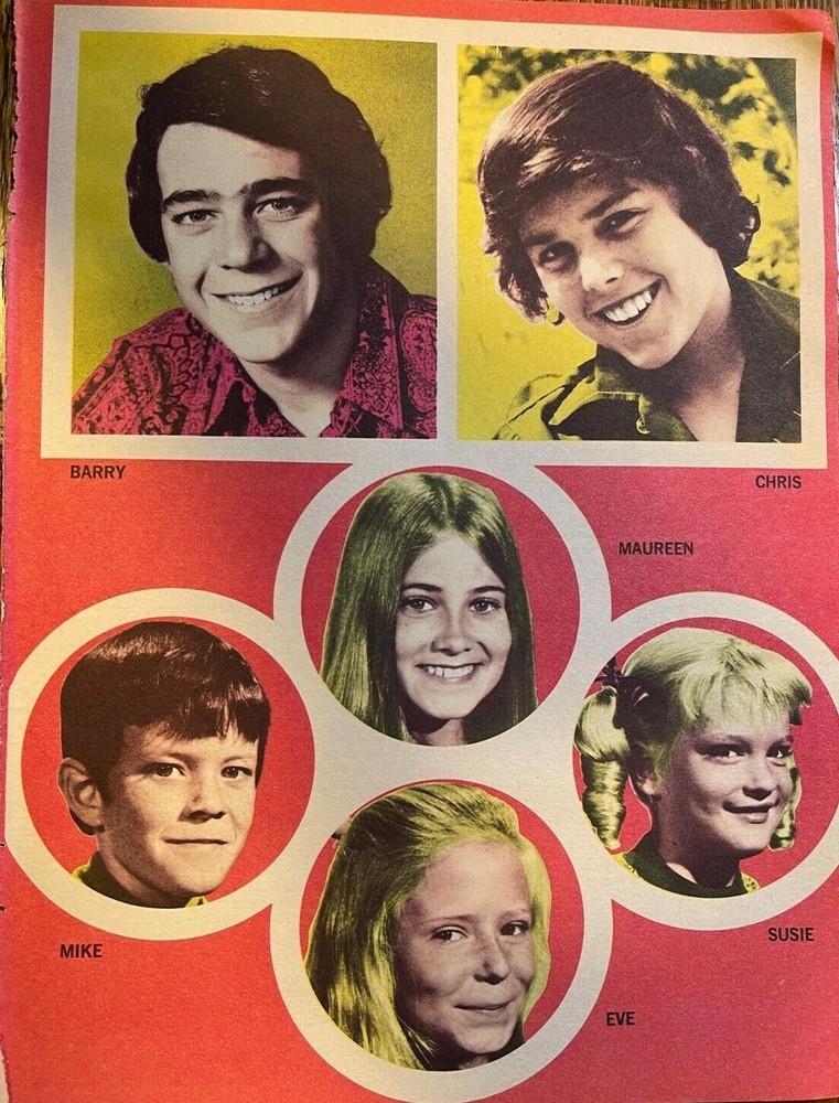 1971 Vintage Magazine Illustration Brady Bunch Actors Barry Maureen Chris Mike