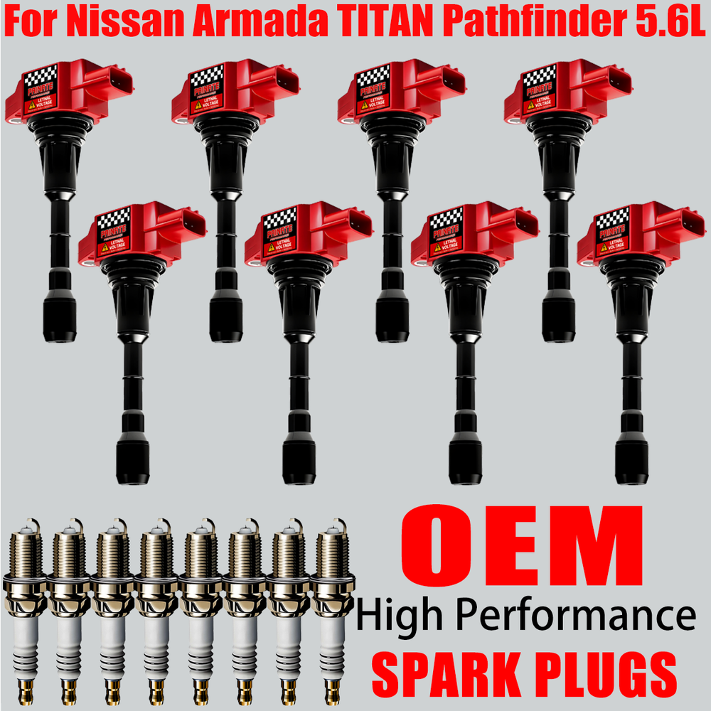 8X OEM Ignition Coil & 8X Iridium Spark Plug For Nissan Armada TITAN 5.6L UF510