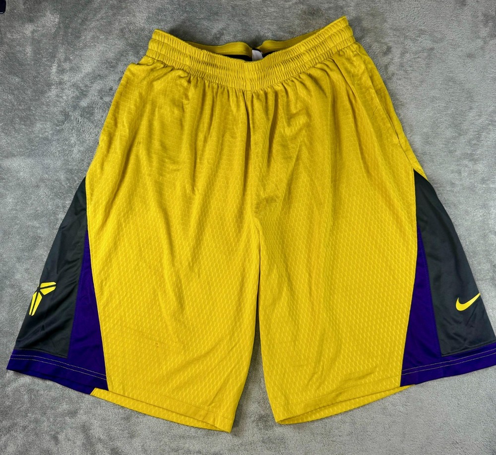 Nike Kobe Bryant Lakers Dri-Fit Basketball Shorts Gold Purple Men XL 521054-700