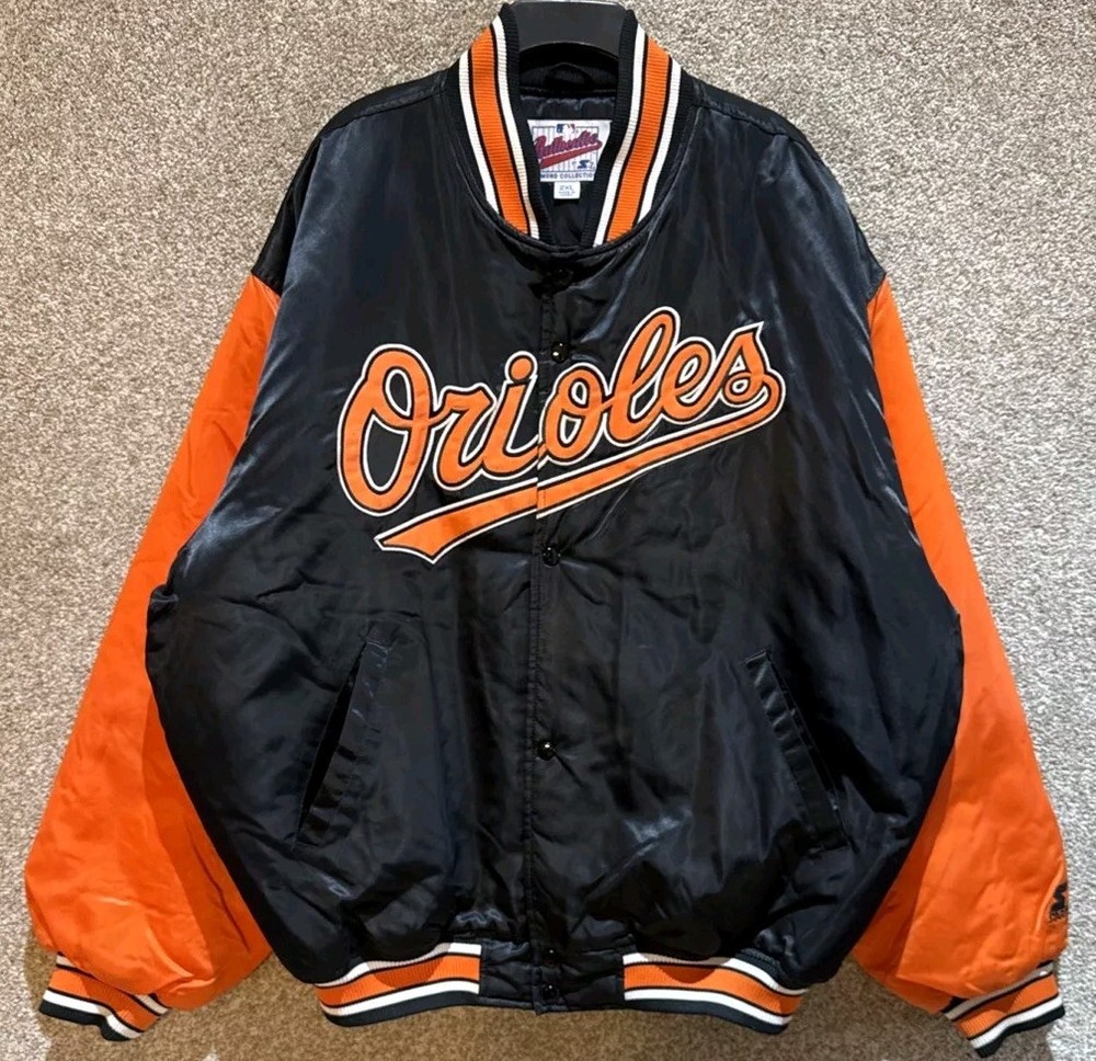 Vintage Starter Diamond MLB Baltimore Orioles Snap Satin Jacket Men 2XL
