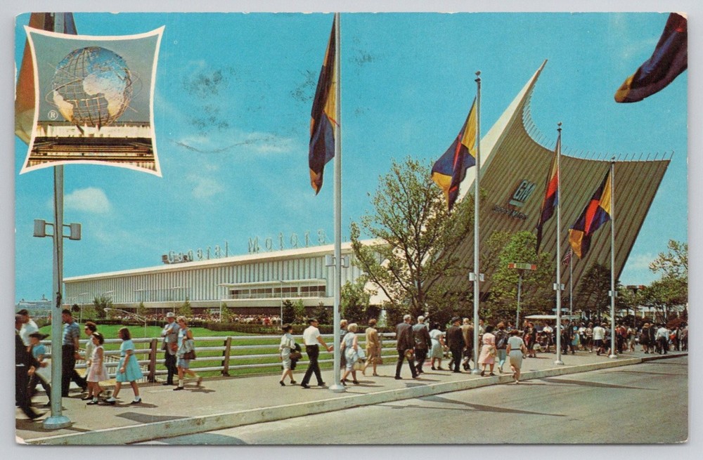 1964 NY World's Fair General Motors Futurama Building Postcard Posted