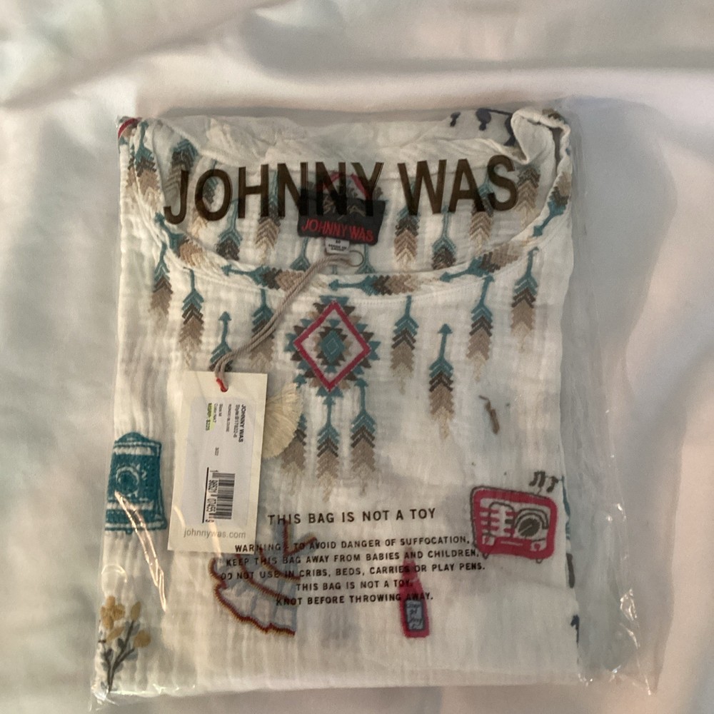 Johnny Was Rondo Blouse Americana Embroidered NWT Top White size M Biya Tunic