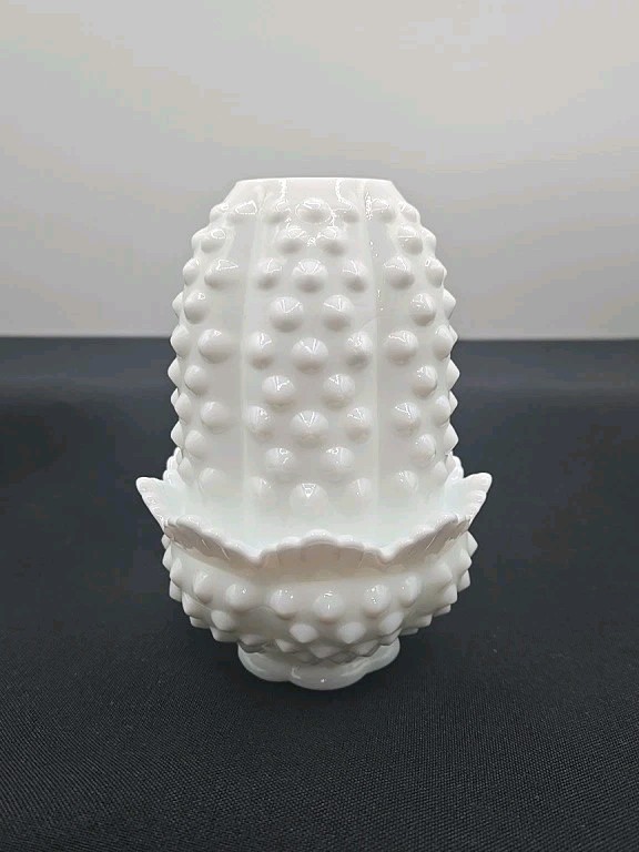 Vintage Fenton Hobnail Milk Glass Fairy Lamp 4.5