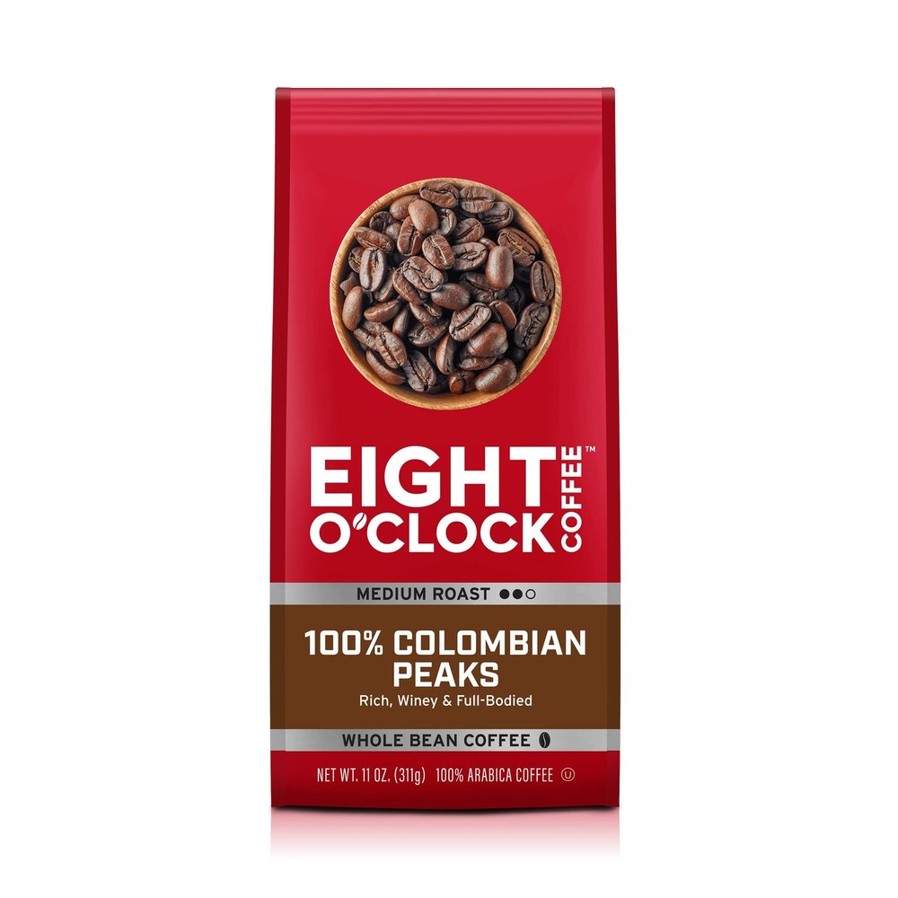 Eight OClock 100% Colombian Peaks Medium Roast Whole Bean Coffee 11 oz