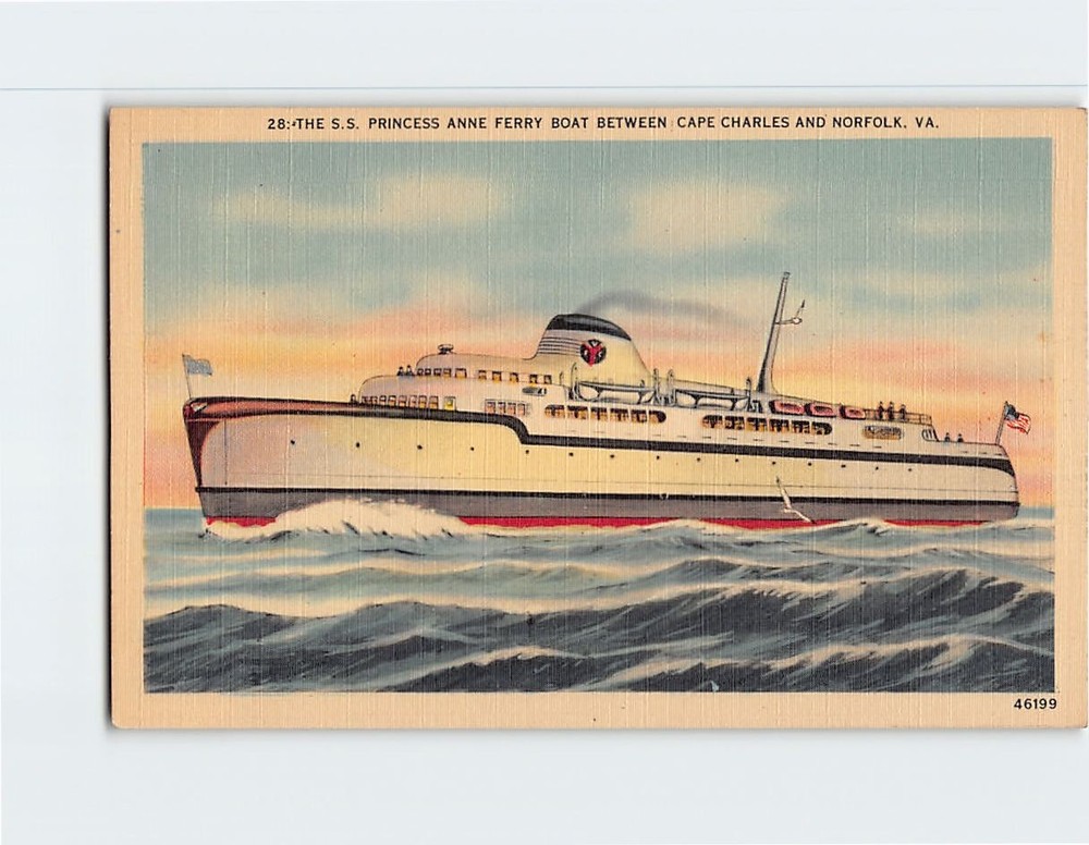 Postcard The SS Princess Anne Ferry Boat Cape Charles-Norfolk Virginia USA