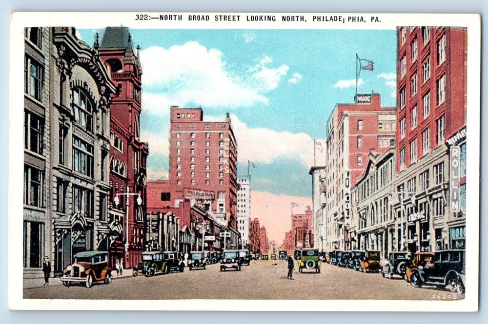 Philadelphia Pennsylvania PA Postcard North Broad Street Looking North Vintage