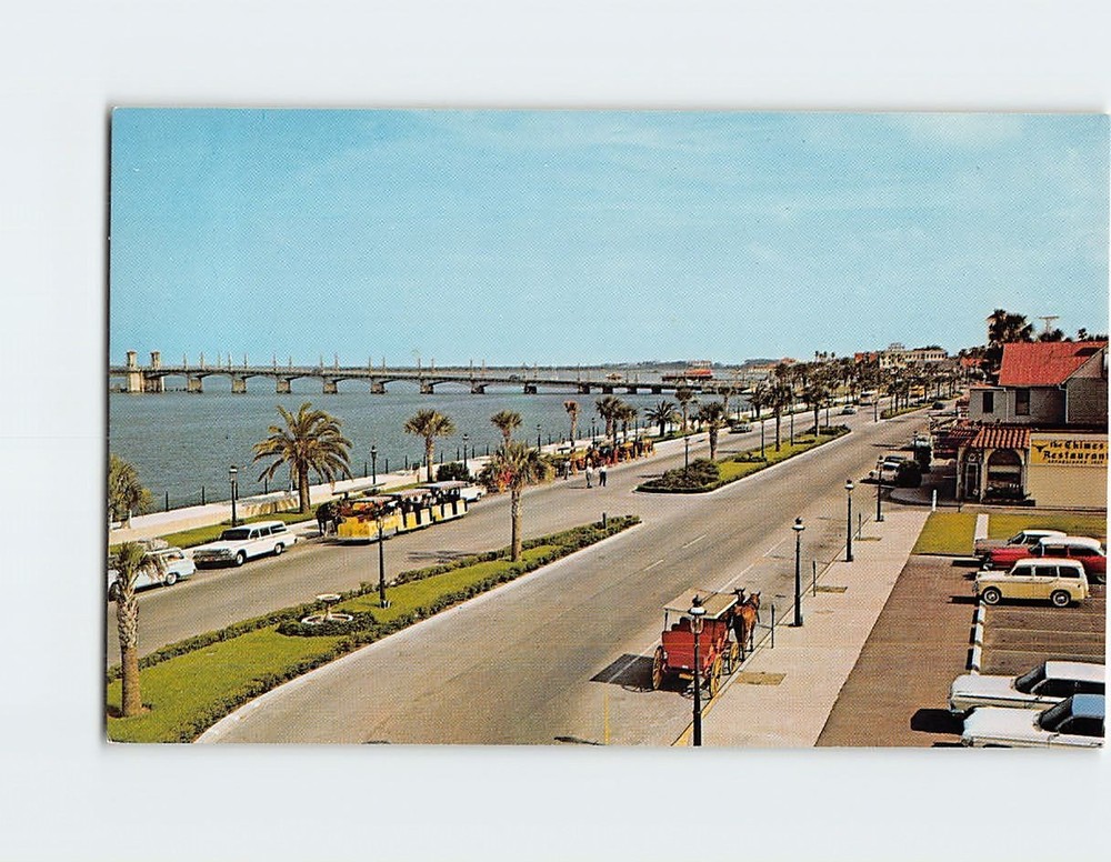 Postcard Matanzas Bay Front Overlooking Bridge of Lions St. Augustine Florida