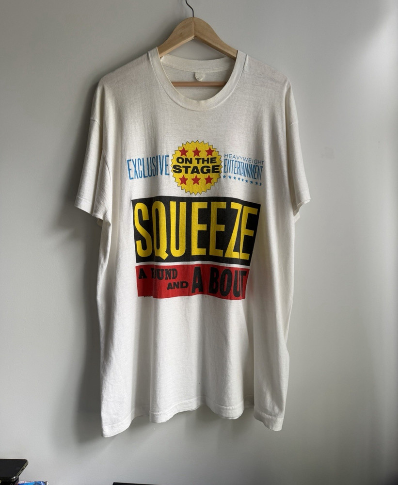 Vintage 90s Squeeze A Round And A Bout Sz XXL single stitch band T-shirt white