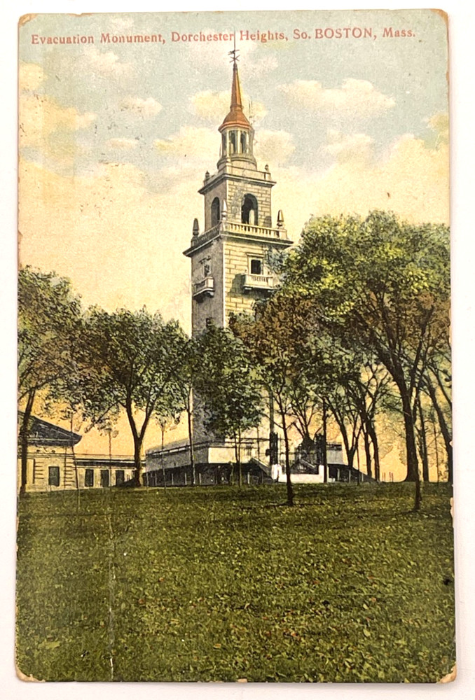 Boston Evacuation Monument Dorchester Heights Posted Undivided Vintage Postcard