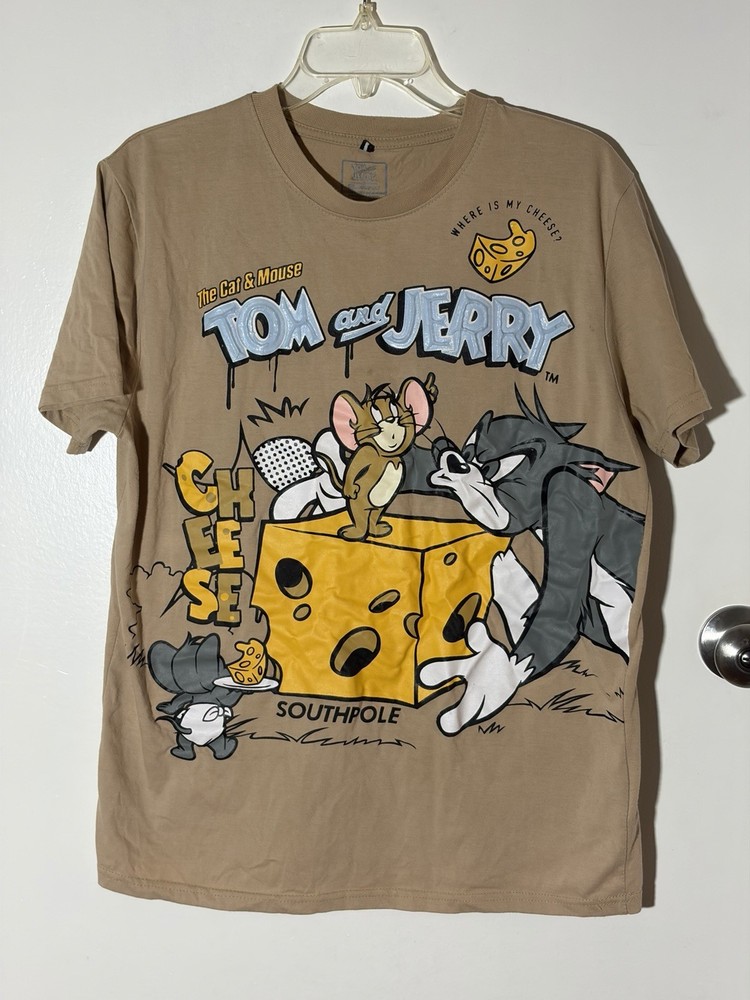 Southpole x Tom and Jerry Men's Cheese Pop Graphic Cotton T-Shirt Size Medium