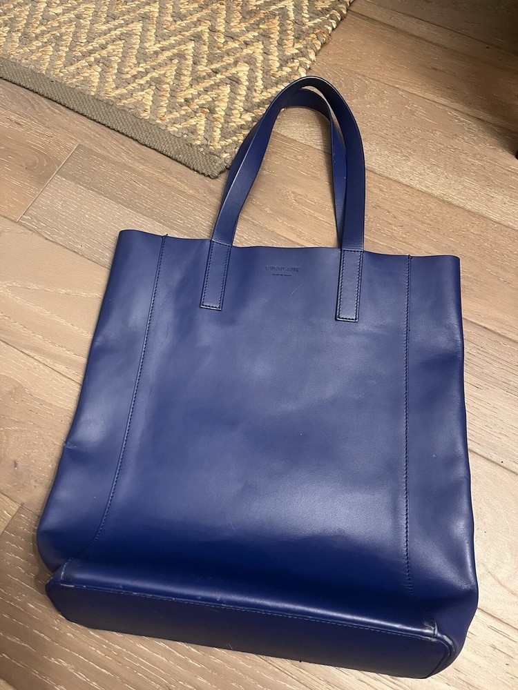 Everlane - Womens The Italian Leather Day Magazine Tote Bag Marine Blue - FLAWS