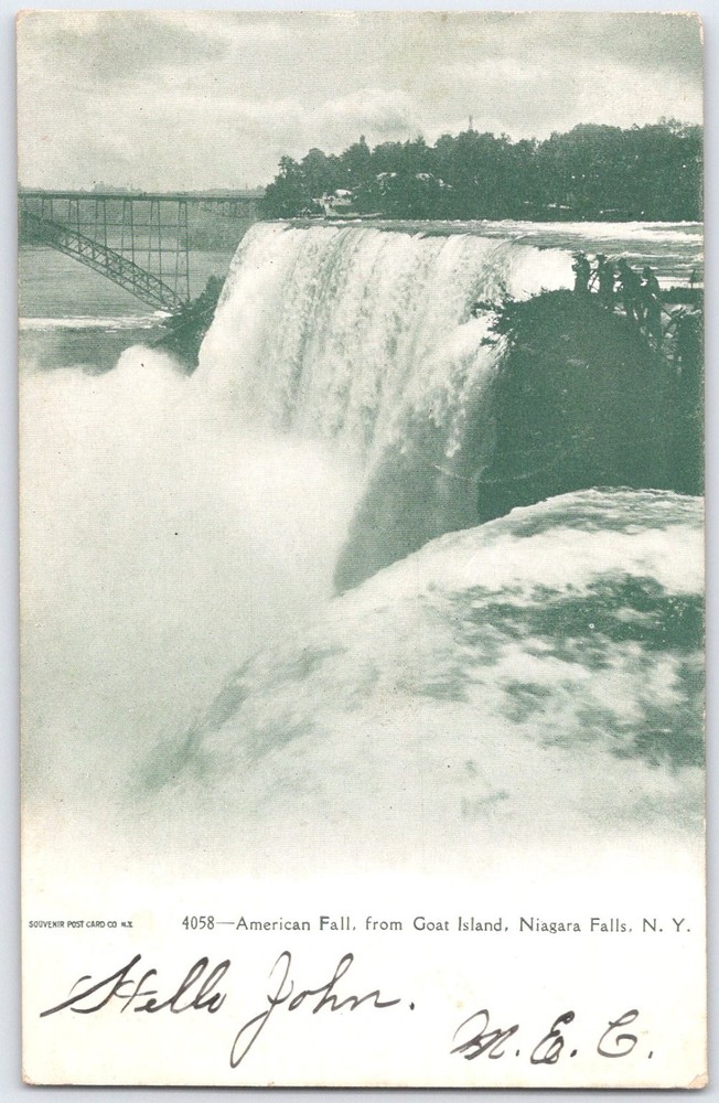 Vintage Niagara Falls American Fall Postcard from Goat Island 1907