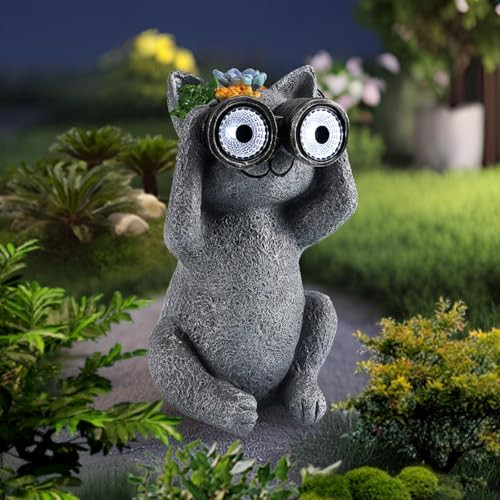 Outdoor Solar Garden Statues, Funny Garden Decor Statue - Resin Animal Statues