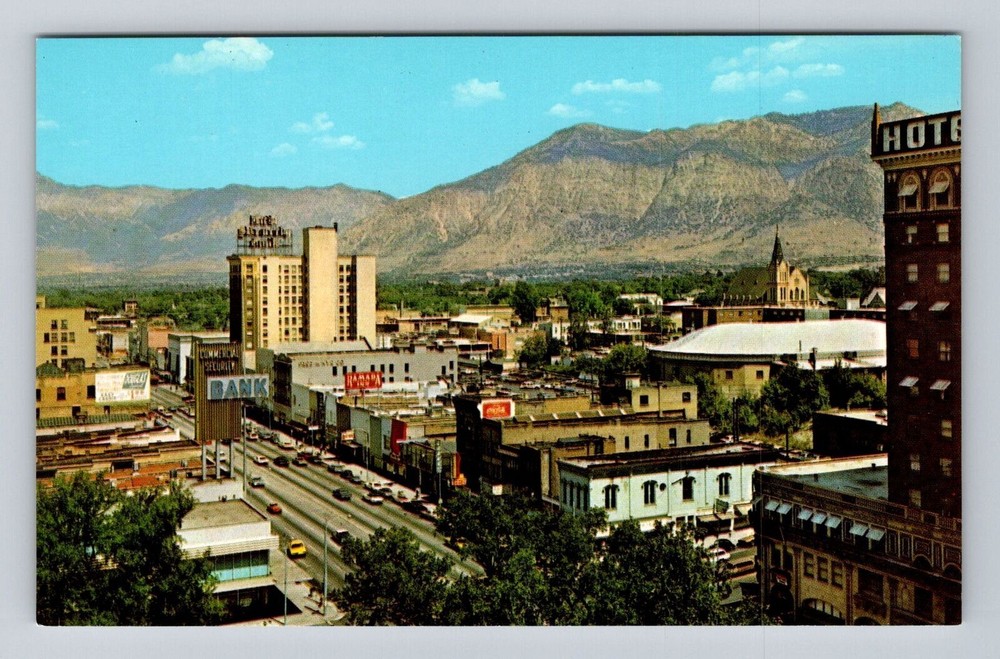 Ogden UT-Utah, Ogden Skyline, Court House, Antique, Vintage Souvenir Postcard